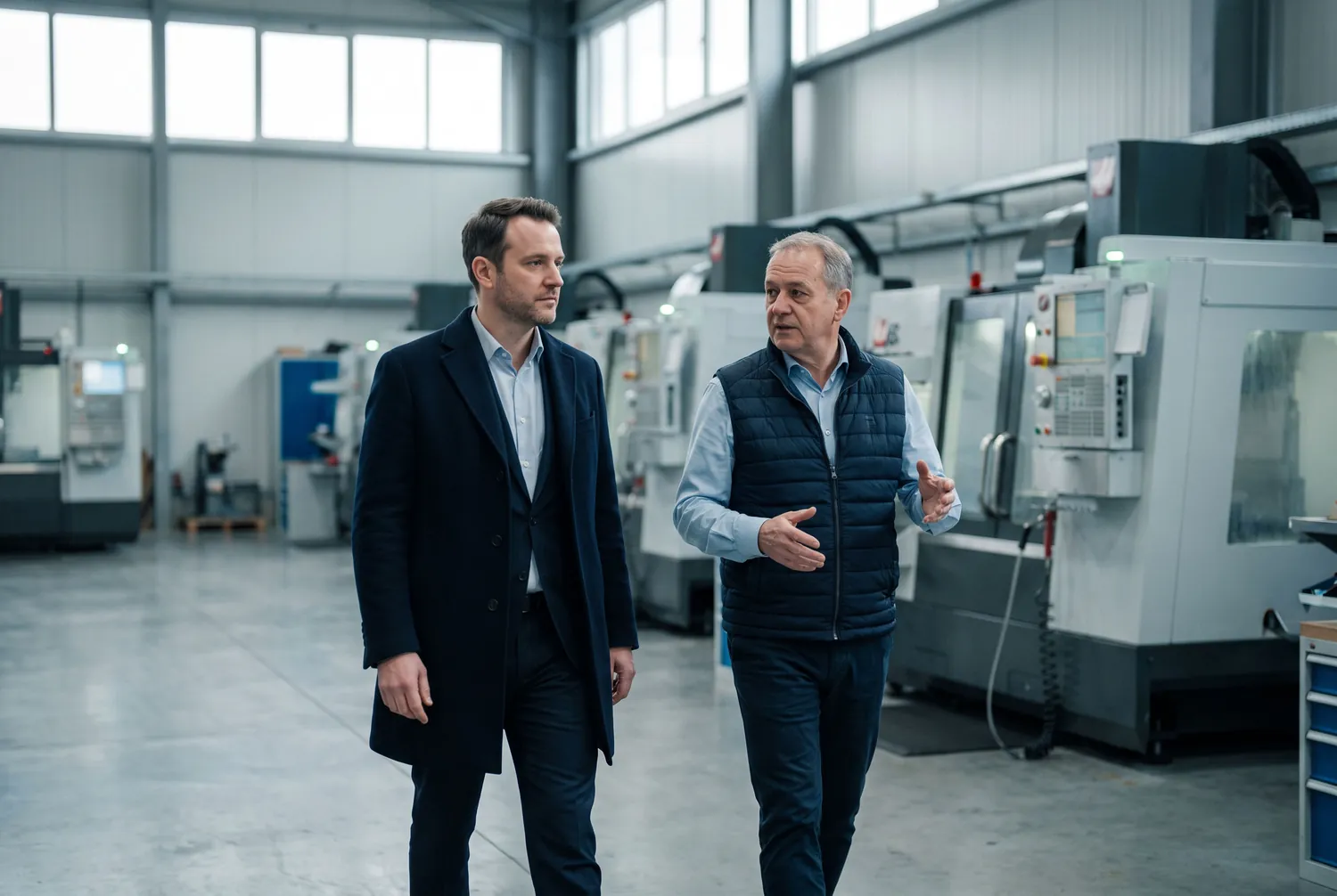 A DSR CPA walking the shop floor of a precision manufacturing company with its owner.